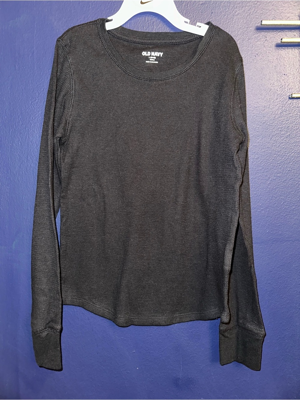 Kids Old Navy Black Waffle Thermal Long Sleeve Shirt Size 10/12